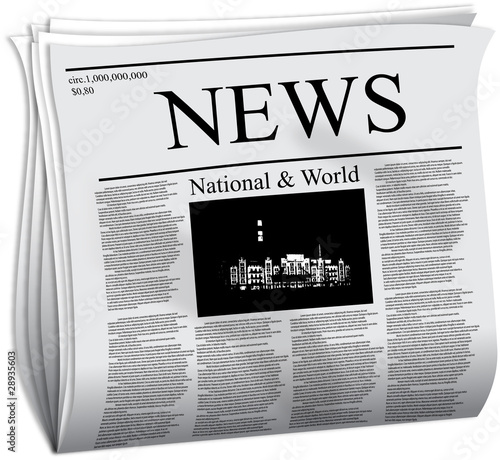 Vector image of the folded newspaper icon isolated on the white background.