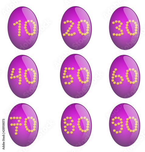 Easter egg in purple with numbers of leafs