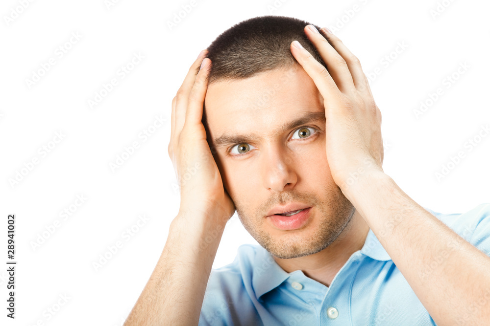 Puzzled man, isolated on white background Puzzled man, isolated on white background