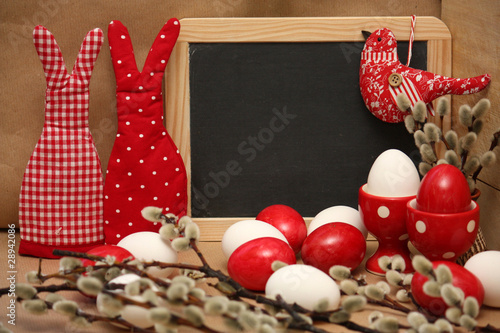 Ostern rot/weiß Blankotafel photo