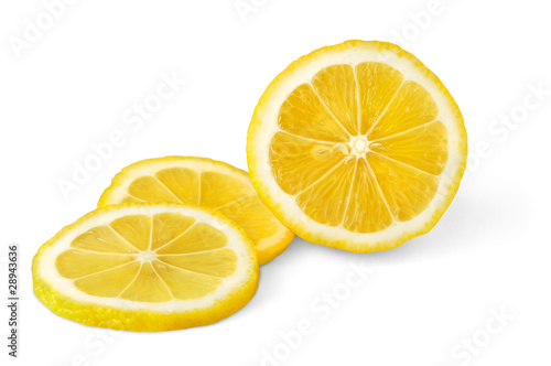 Isolated lemon. Slices of lemon fruit isolated on white background