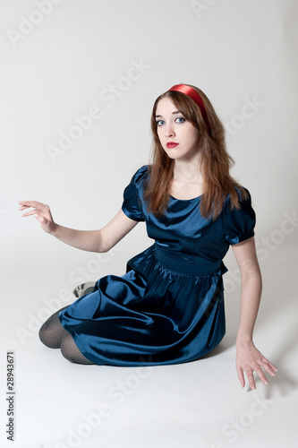 Girl in blue dress