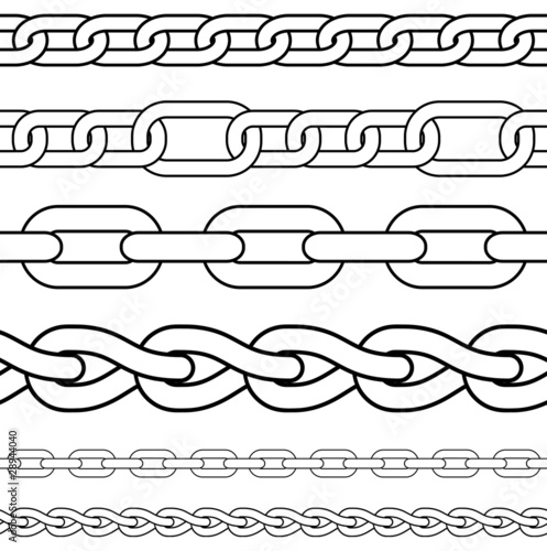 Chain. Set of seamless vector borders.