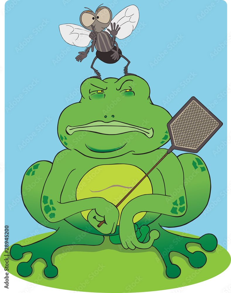 Obraz premium Frog with flyswatter