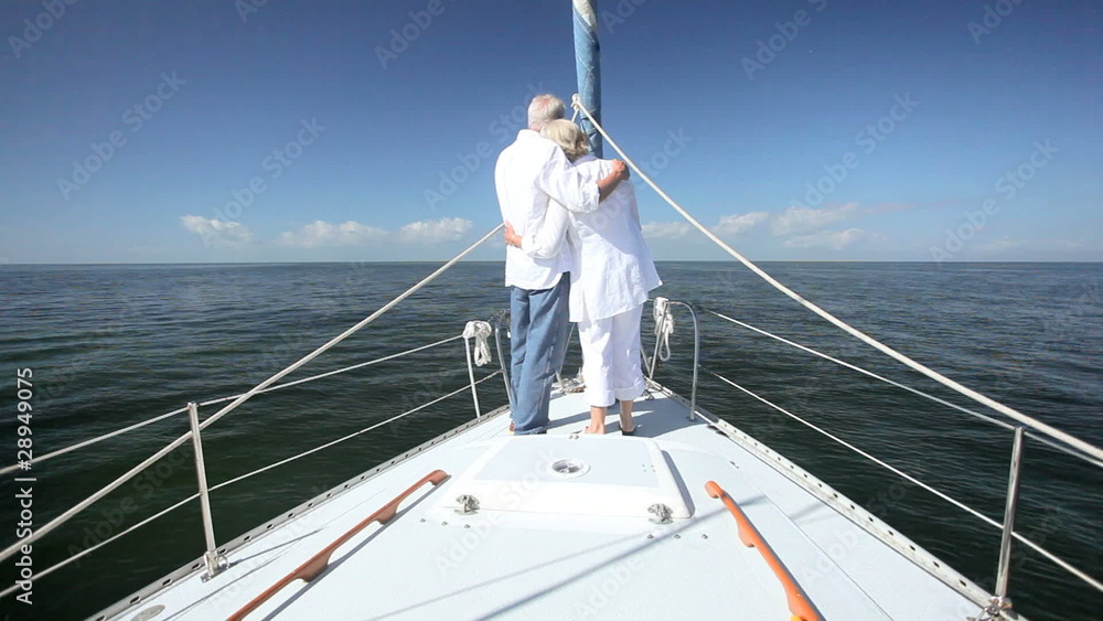 Healthy Senior Couple on Board Luxury Yacht Healthy Senior Couple on Board Luxury Yacht