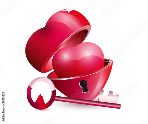 boite rouge en forme de coeur