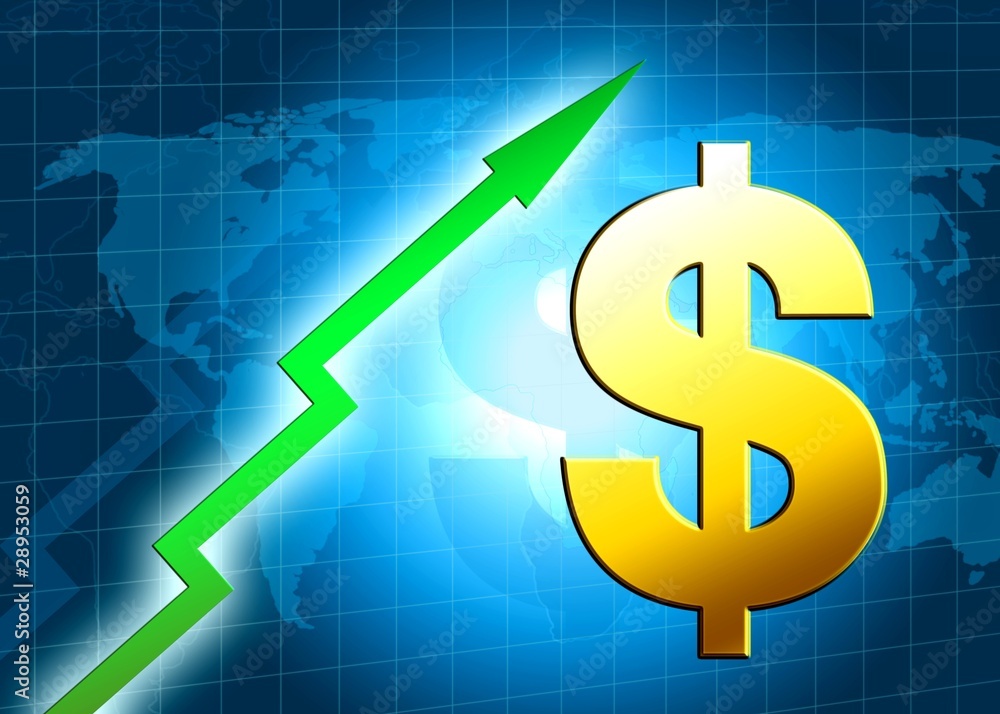 Dollar increasing value illustration Dollar increasing value illustration