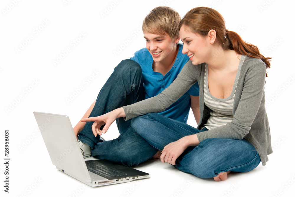 young couple working on laptop young couple working on laptop