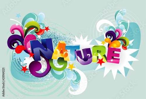 nature 3d texto en vector