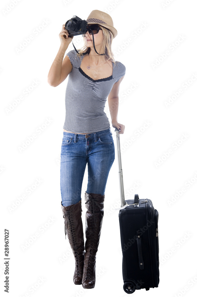 happy woman travelling