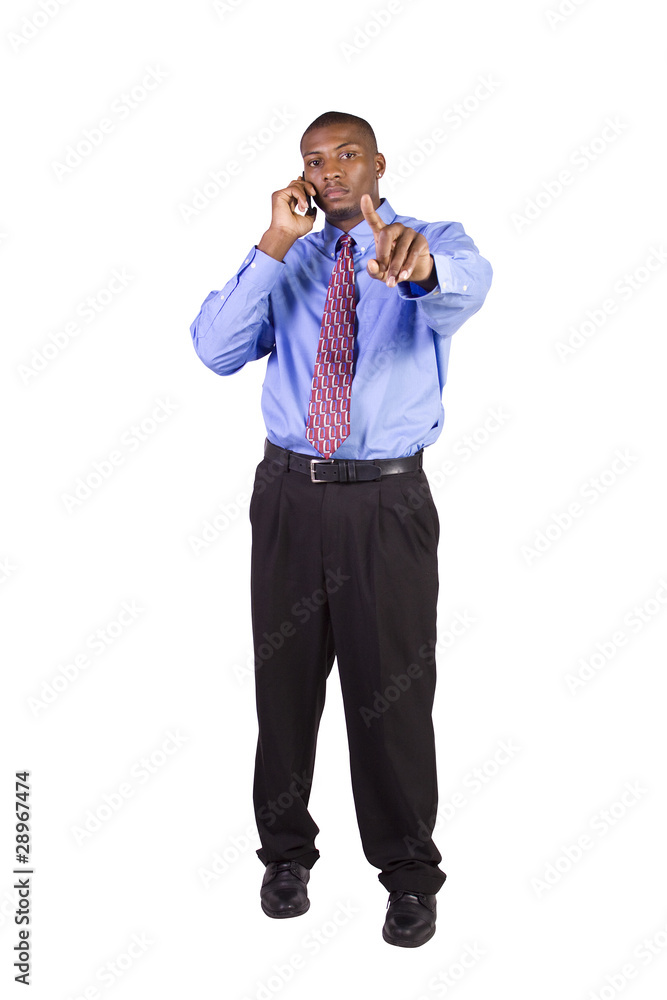Black Businessman talking on a cell phone Black Businessman talking on a cell phone