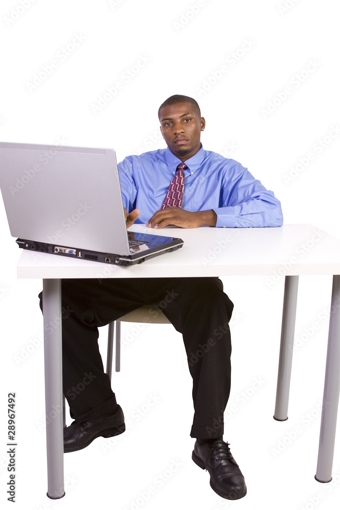 black Businessman at His Desk Working