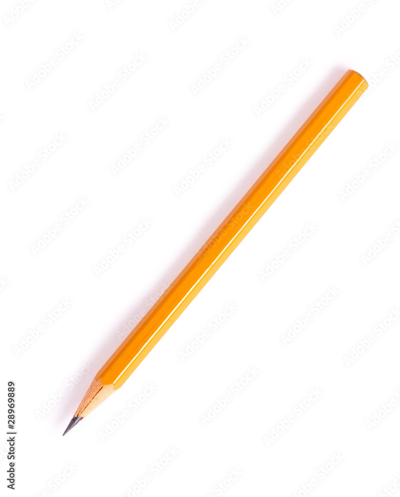 Graphite pencil of yellow color isolated on a white background Graphite pencil of yellow color isolated on a white background