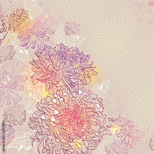 greeting-card with chrysanthemums