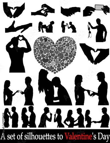 Silhouettes of people in love