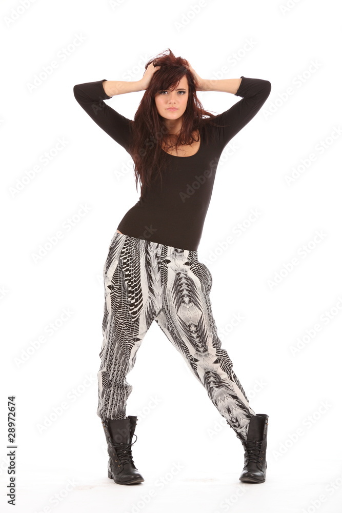 Urban fashion model in black and white outfit Urban fashion model in black and white outfit