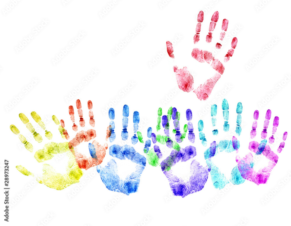 Color print of human hands.Concept of voting Color print of human hands.Concept of voting