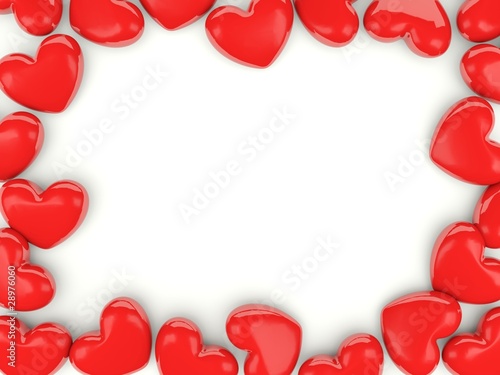 Frame from hearts isolated on white