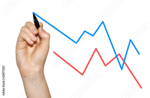 hand analyzing market growth