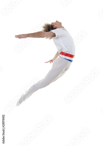 dancer jumping over white background
