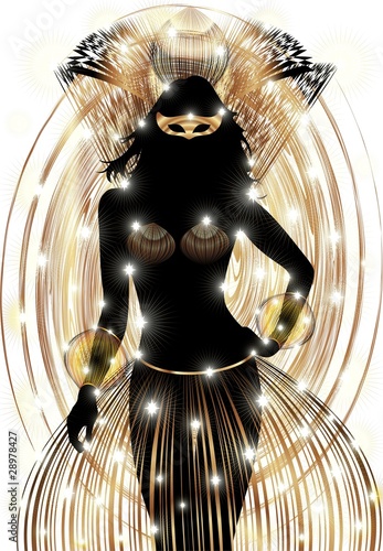 Donna Carnevale d'Oro-Golden Carnival Girl-Vector