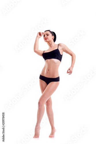 bikini model stanting on white background