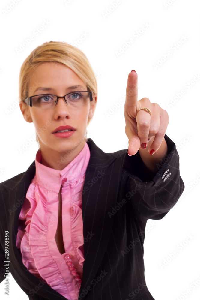 Young business woman pointing Young business woman pointing