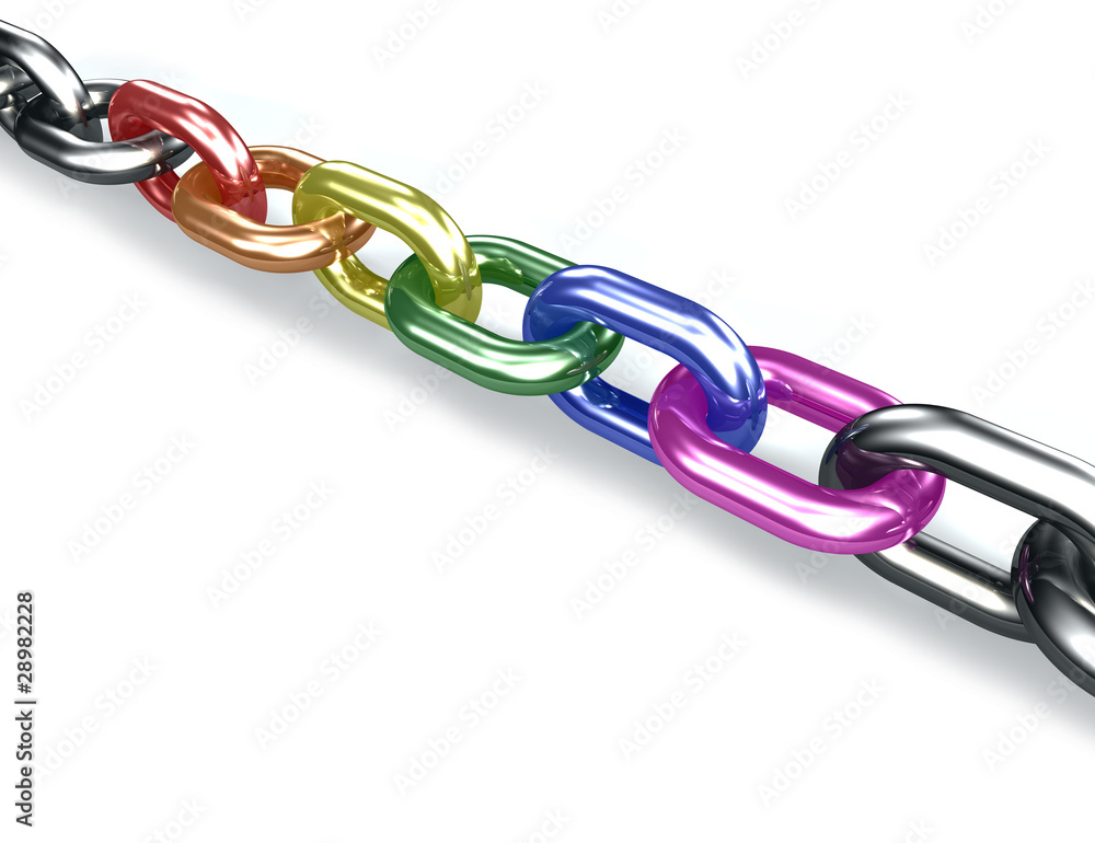 3d rainbow colored chain link 3d rainbow colored chain link
