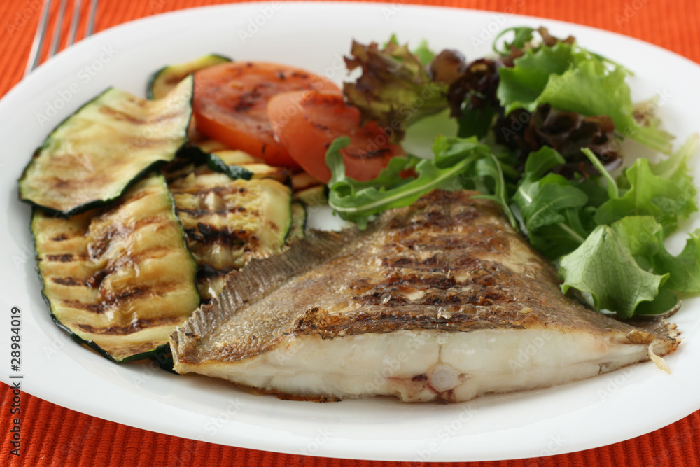 Grilled flounder with vegetables Grilled flounder with vegetables