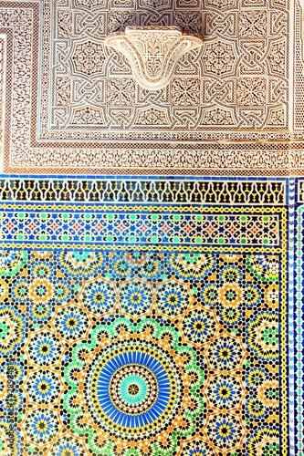Innenwand einer Stampflehmburg in Marokko 906 photo