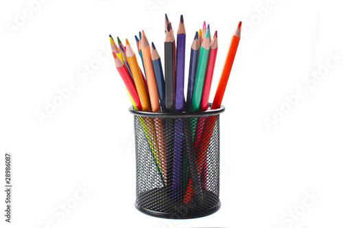 Various colour pencils isolated on the white