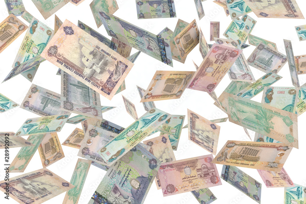 Fototapeta premium united emirates dirham rain