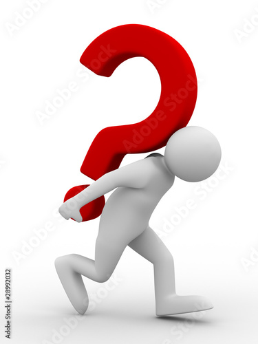 man with question on white....