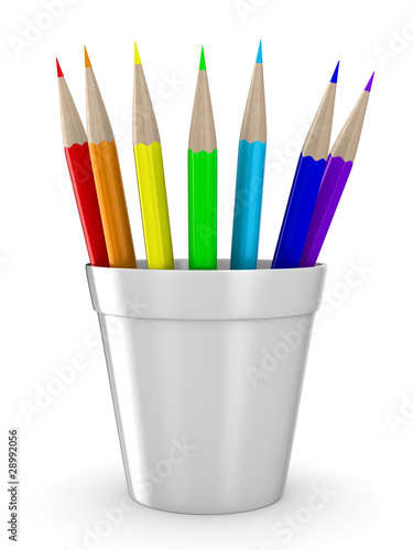 Set pencils on white backgr...