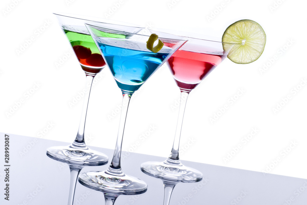 Colorful Martini Cocktails and Reflections