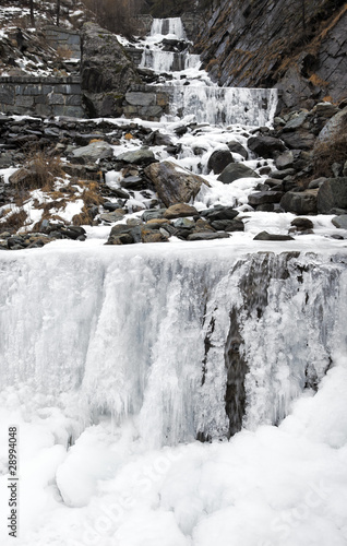 Ice waterfall in Primolo, Valtellina