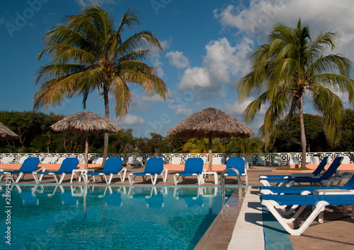 Pool side in a tropical resort