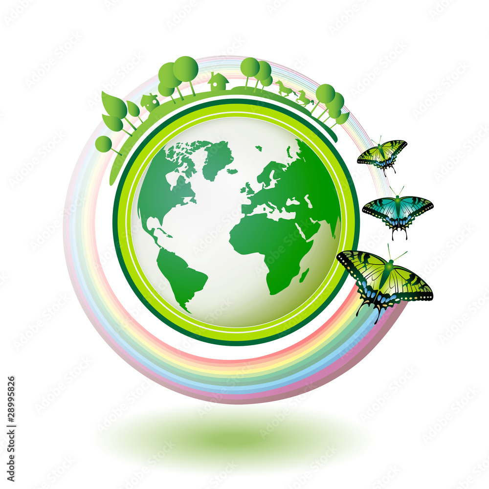 Eco Earth green with butterflies