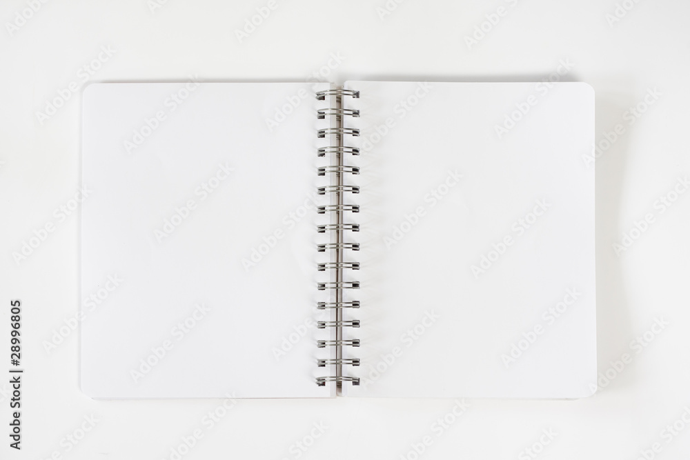 Blank open notepad in white Blank open notepad in white