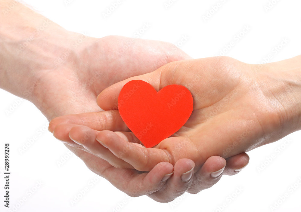 Valentine's heart in human hands Valentine's heart in human hands