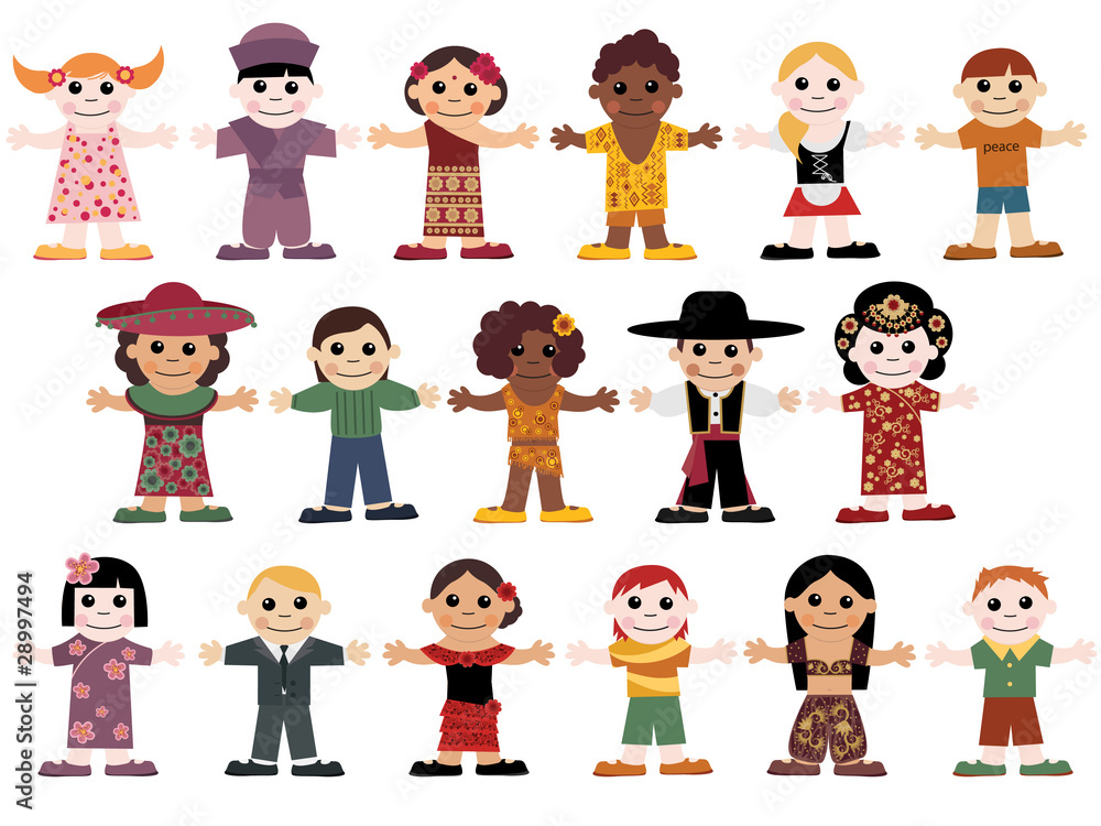 Set of happy children