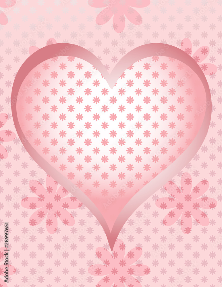Pink Valentine Heart on a Flower Background