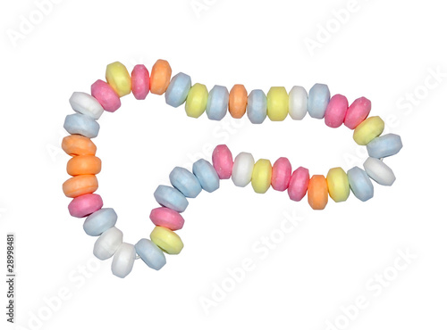 Candy necklace, isolated on pure white
