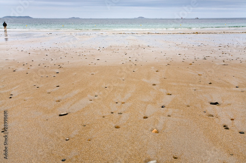 pebble stones on sand beach in low tide