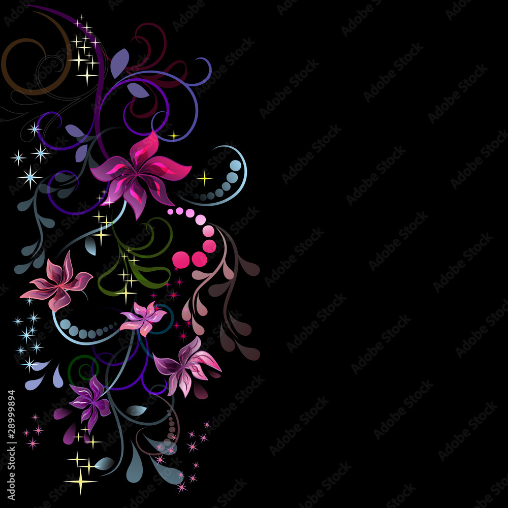 Colorful flowers design with black copy space. Colorful flowers design with black copy space.