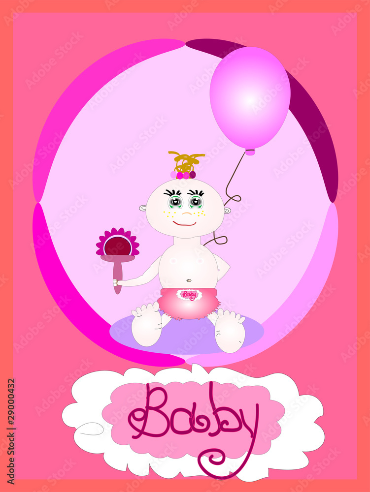 Baby girl card, vector Baby girl card, vector