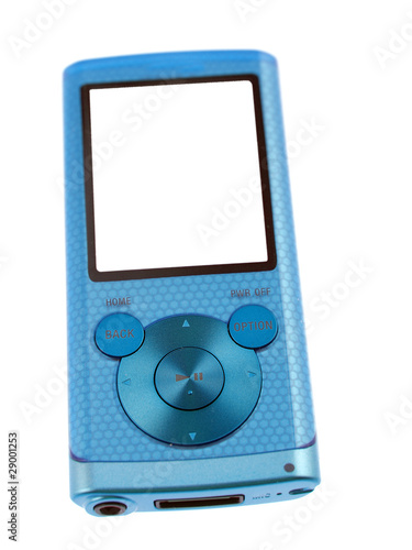 Obraz na płótnie blue mp3 player isolated on white background