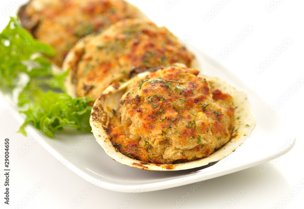 Photography stuffed clams in a plate