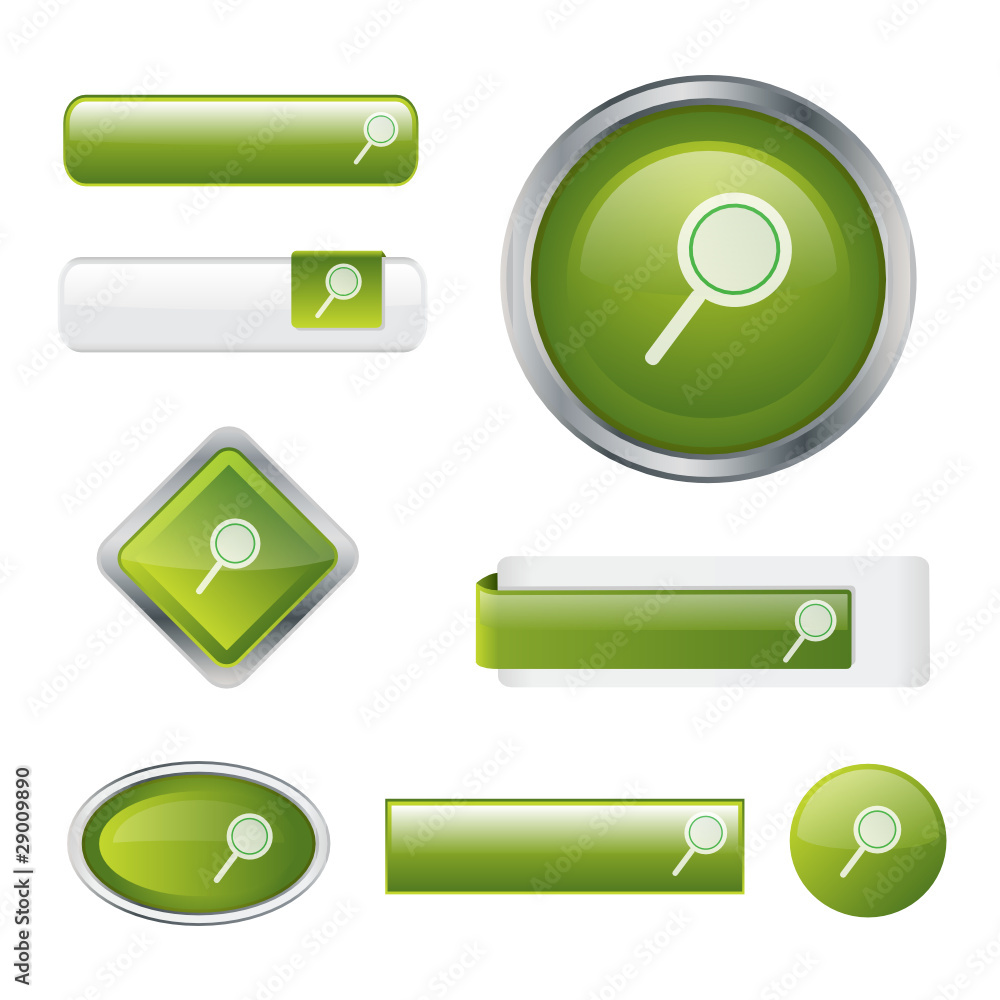 Modern search button set in different shape variations Modern search button set in different shape variations