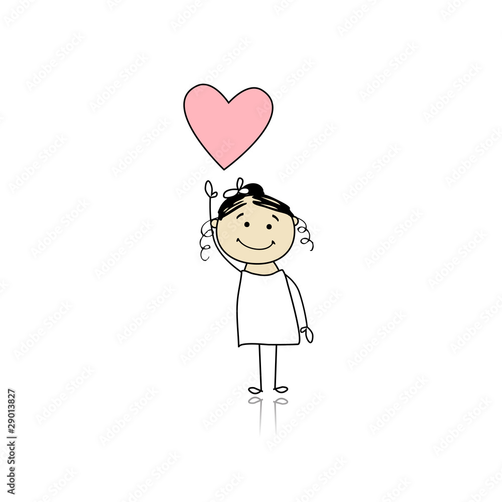 Saint valentine day - cute girl holding heart Saint valentine day - cute girl holding heart